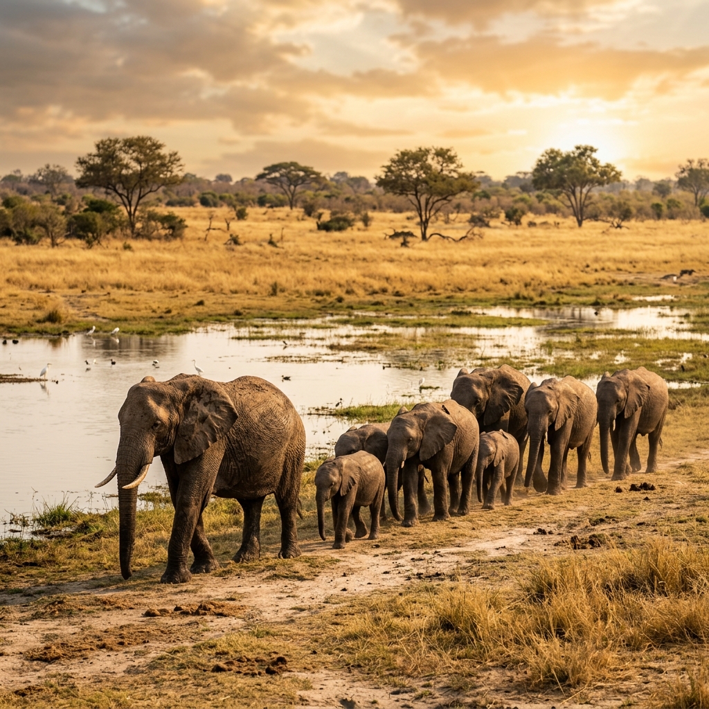 Chobe Elephants on Riverbank